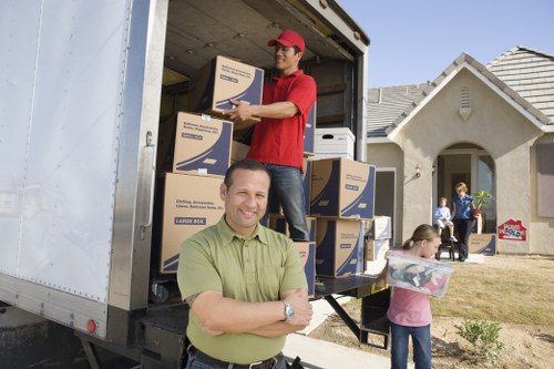 Moving truck parked at a residential property in Eastham