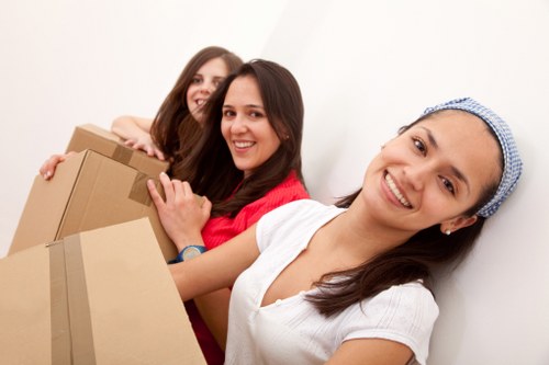 Packed boxes and furniture prepared for local removals