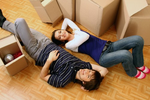 Packing boxes and furniture for a student move in Eastham